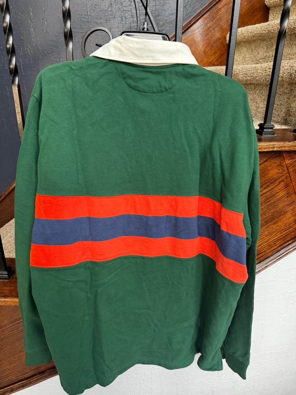 NEW Large Polo by Ralph Lauren Green Rugby with Red & Navy Stripes shirt - Picture 8 of 11